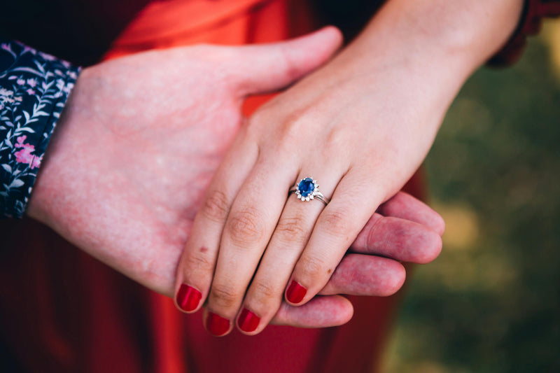 Saphire silver gold Ring